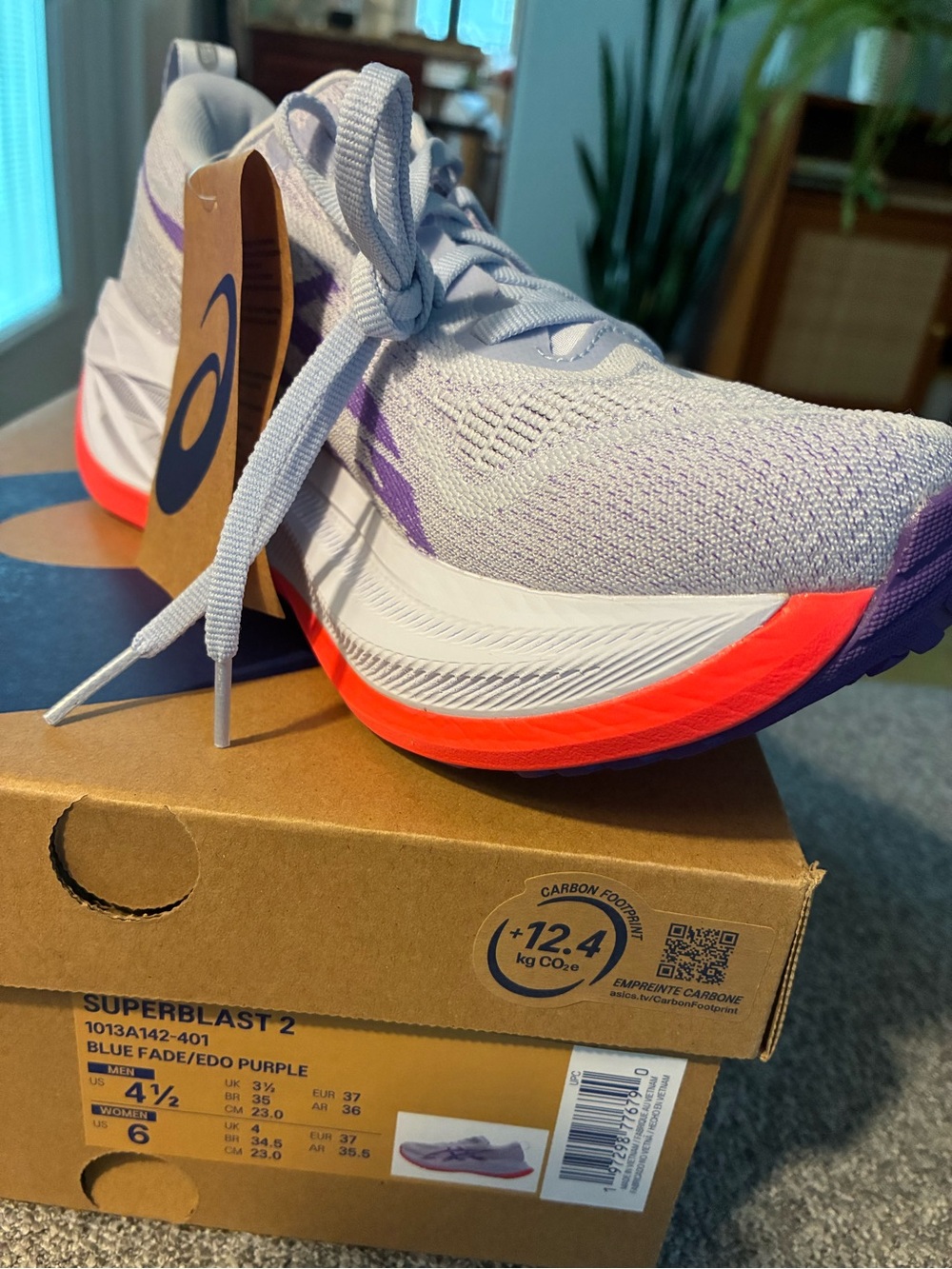 Asics Superblast 2 - Light Blue Fade with Purple and Coral Accents